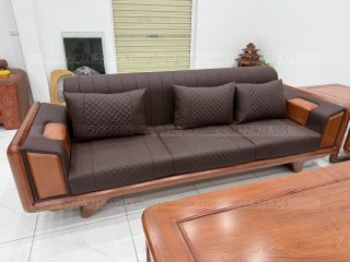 Sofa góc bọc đệm gỗ hương đá ( SFG6 )