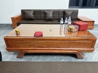 Sofa đối chân thuyền 2 văng dài gỗ hương đá ( SFD2 ) (a Tân - Bắc Giang)