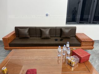 Sofa đối chân thuyền 2 văng dài gỗ hương đá ( SFD2 ) (a Tân - Bắc Giang)
