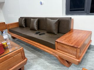 Sofa đối chân thuyền 2 văng dài gỗ hương đá ( SFD2 ) (a Tân - Bắc Giang)