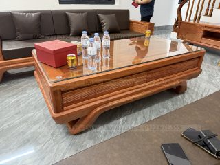 Sofa đối chân thuyền 2 văng dài gỗ hương đá ( SFD2 ) (a Tân - Bắc Giang)