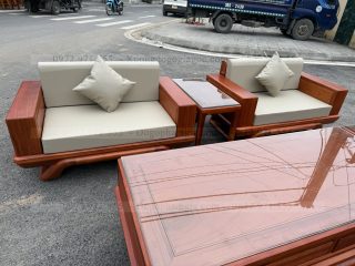 Sofa đối chân thuyền gỗ gõ đỏ ( SFD2 ) (a Đức - Nghệ An)