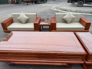 Sofa đối chân thuyền gỗ gõ đỏ ( SFD2 ) (a Đức - Nghệ An)