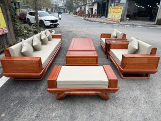 Sofa đối chân thuyền gỗ gõ đỏ ( SFD2 ) (a Đức - Nghệ An)