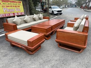 Sofa đối chân thuyền gỗ gõ đỏ ( SFD2 ) (a Đức - Nghệ An)