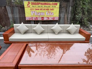 Sofa đối chân thuyền gỗ gõ đỏ ( SFD2 ) (a Đức - Nghệ An)