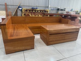 Sofa góc L gỗ gõ đỏ pachy ( SFL1 )