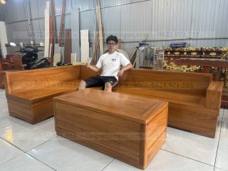 Sofa góc L gỗ gõ đỏ pachy ( SFL1 )