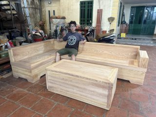 Sofa góc L gỗ gõ đỏ pachy ( SFL1 )
