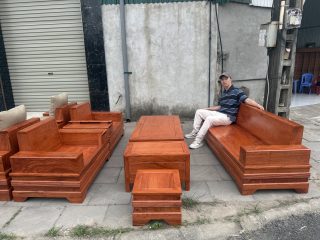 Bộ sofa kê đối gỗ hương