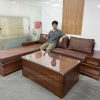 SOFA GÓC L CHÂN PHÁO GỖ GÕ ĐỎ (SFL1) (anh Hải - Hà Nội)