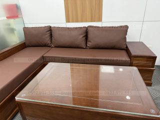 SOFA GÓC L CHÂN PHÁO GỖ GÕ ĐỎ (SFL1) (anh Hải - Hà Nội)