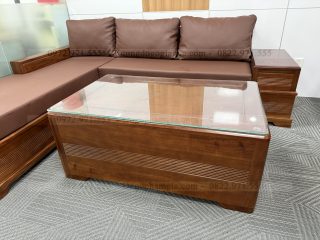 SOFA GÓC L CHÂN PHÁO GỖ GÕ ĐỎ (SFL1) (anh Hải - Hà Nội)