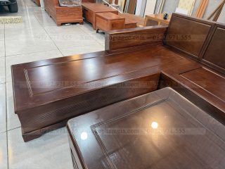 SOFA GÓC L CHÂN PHÁO GỖ GÕ ĐỎ (SFL1) (anh Hải - Hà Nội)