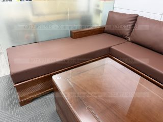 SOFA GÓC L CHÂN PHÁO GỖ GÕ ĐỎ (SFL1) (anh Hải - Hà Nội)