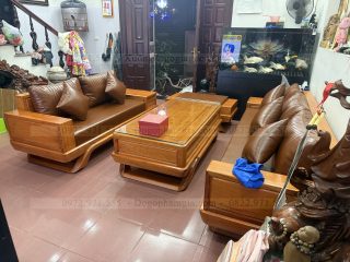 Sofa góc chân thuyền gỗ gõ đỏ ( SFG2 ) (a Thành - Tây Mỗ, Hà Nội)