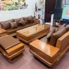 Sofa góc chân thuyền gỗ gõ đỏ ( SFG2 ) (a Thành - Tây Mỗ, Hà Nội)