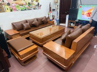 Sofa góc chân thuyền gỗ gõ đỏ ( SFG2 ) (a Thành - Tây Mỗ, Hà Nội)